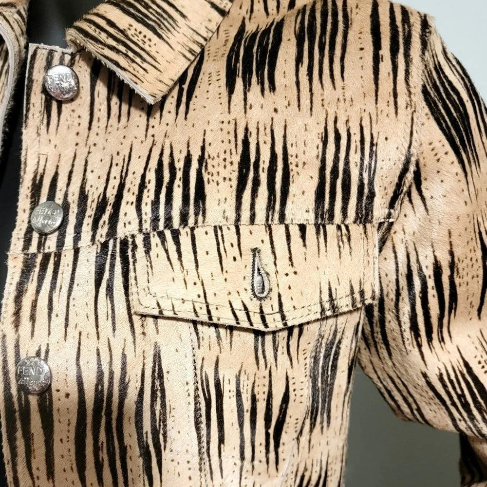 NWT Vintage FENDI SELLERIA Pony Hair Jungle Jacket - Picture 3 of 15